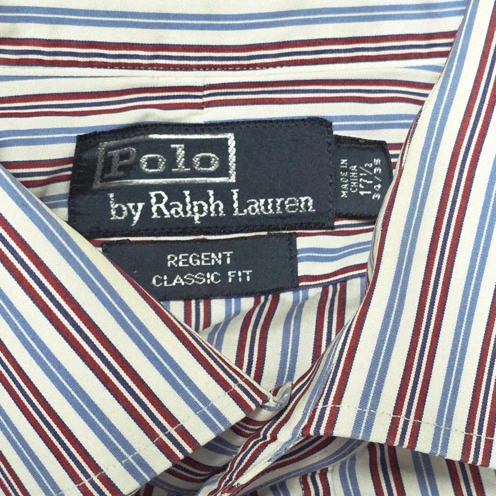 Polo Ralph Lauren Men's Shirt 17 1/2 34/35 Regent Classic Fit Striped Dress‎
